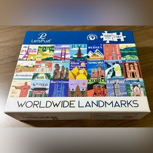 LetsPuzl Jigsaw Puzzle "Worldwide Landmarks" 1000 Piece w/large Poster, Complete